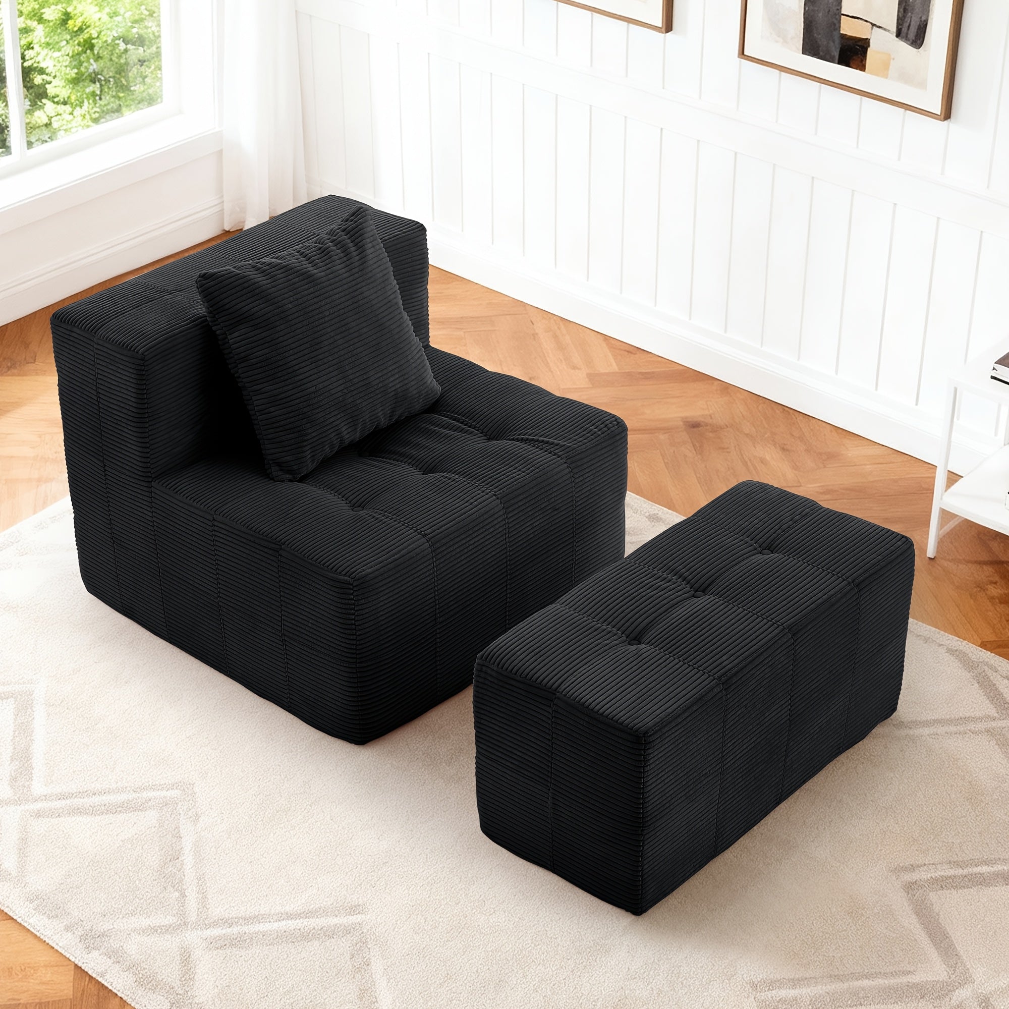 Contemporary Minimalist Couch - Easy to Maintain, Compact Single with Cushion And Footrest, Available in Soft Hues - Space-Efficient Furniture for Living Areas, Flats, And Student Housing - Lightweight And Portable Design, Perfect for Limited Spaces