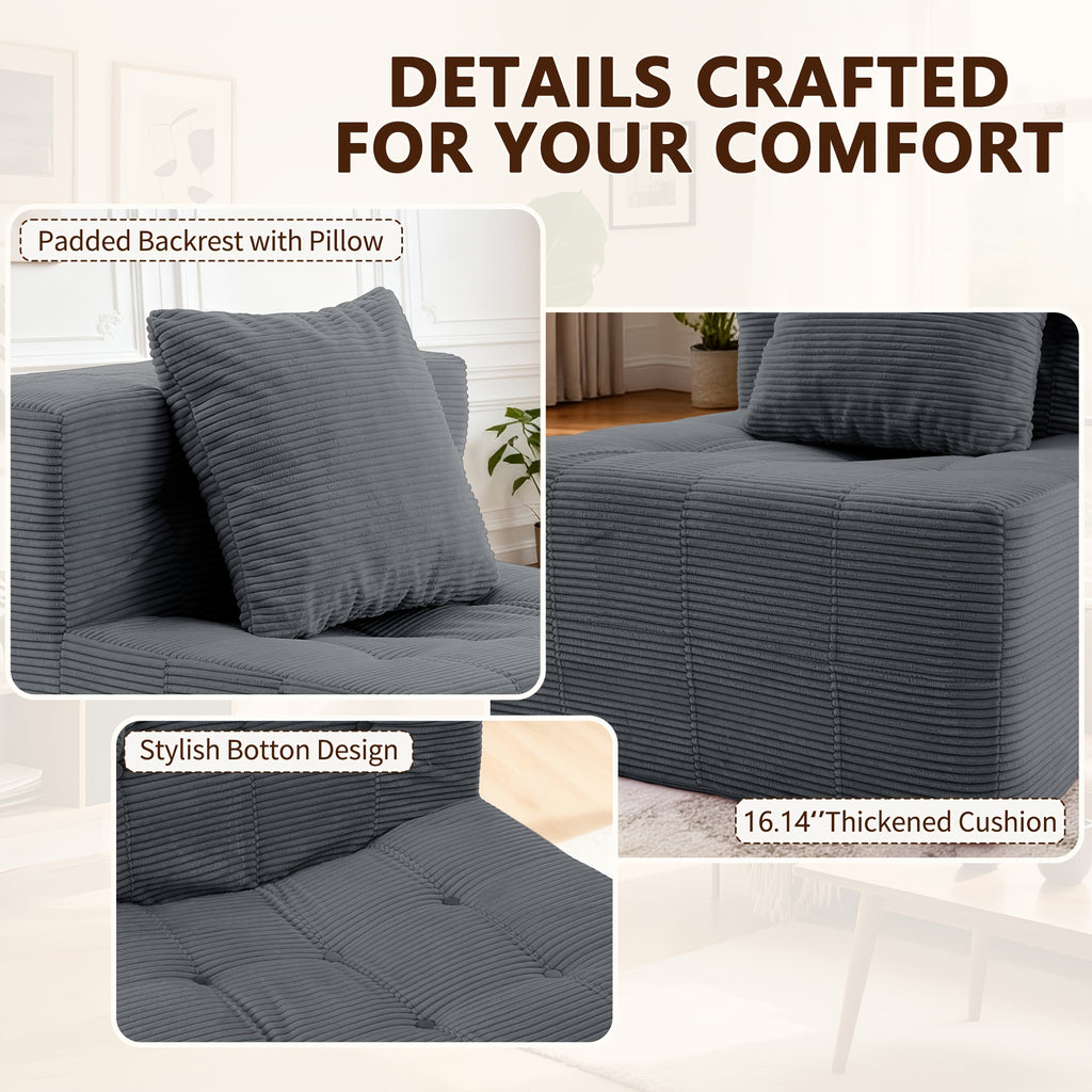 Contemporary Minimalist Couch - Easy to Maintain, Compact Single with Cushion And Footrest, Available in Soft Hues - Space-Efficient Furniture for Living Areas, Flats, And Student Housing - Lightweight And Portable Design, Perfect for Limited Spaces
