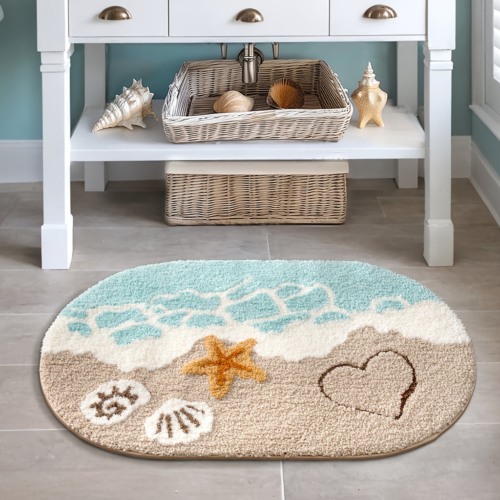 Soft Beach Carpet Soft & Absorbent Beach Carpet with Anti-Slip Backing | 22x34 Inches | Perfect for Bathroom, Kitchen, Entrance, Bathtub Edge, Footrest & Wet\u002FDry Transition Areas