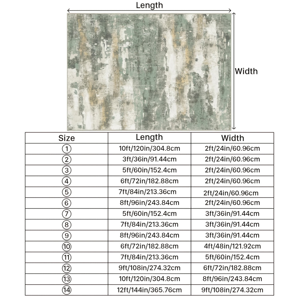 Modern Abstract Area Mat Modern Abstract Non-Slip Area Mat | Large Soft Machine Washable for Living Room, Dining Room, Bedroom & Office - Home Decor in Sage Green, Blue, Dark Grey