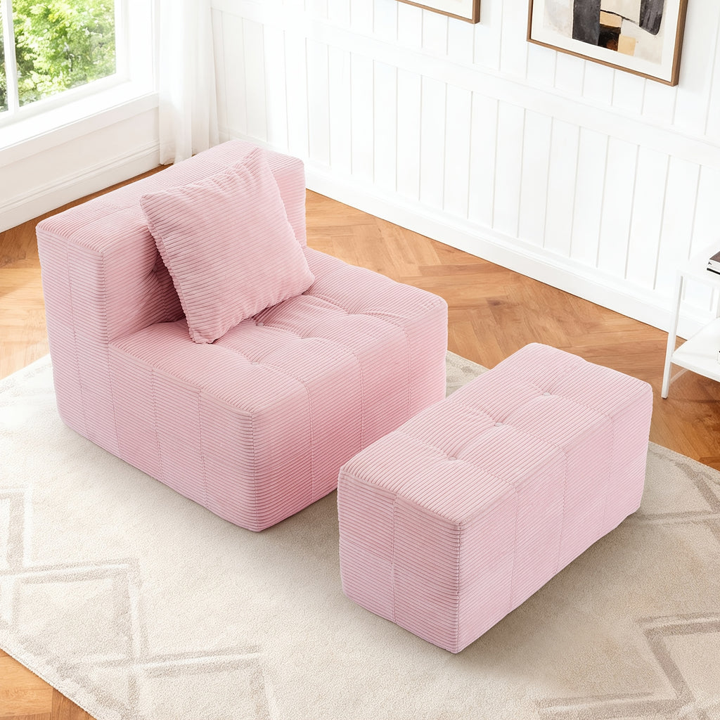 Contemporary Minimalist Couch - Easy to Maintain, Compact Single with Cushion And Footrest, Available in Soft Hues - Space-Efficient Furniture for Living Areas, Flats, And Student Housing - Lightweight And Portable Design, Perfect for Limited Spaces