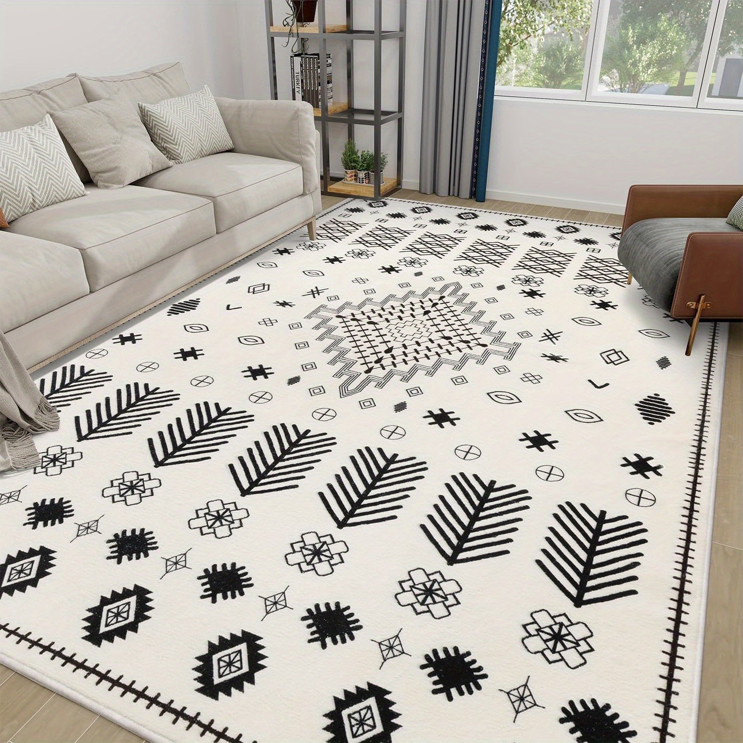 YIHOUSE Non-Shedding Washable Area Rugs, Soft Faux Wool Carpet for Bedroom, Living Room, Dining Room, And Office, Modern Nonslip Striped Rugs in Black And White - Perfect for Home And Room Decoration