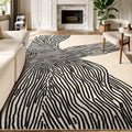 YIHOUSE Non-Shedding Washable Area Rugs, Soft Faux Wool Carpet for Bedroom, Living Room, Dining Room, And Office, Modern Nonslip Striped Rugs in Black And White - Perfect for Home And Room Decoration