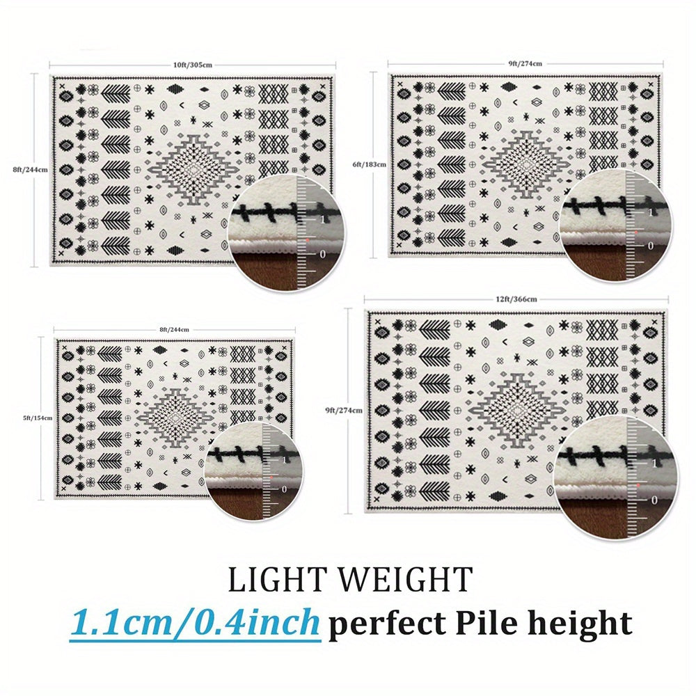 YIHOUSE Non-Shedding Washable Area Rugs, Soft Faux Wool Carpet for Bedroom, Living Room, Dining Room, And Office, Modern Nonslip Striped Rugs in Black And White - Perfect for Home And Room Decoration