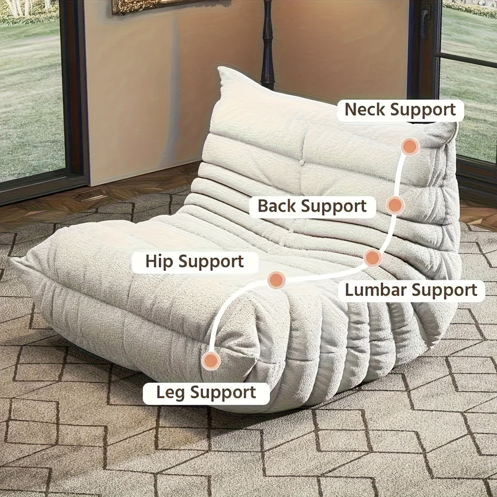 Taidi Velvet Light Beige-friendly Fabric, Compressed Sponge Sofa, Immersive Home Healing Sitting Experience, The Appearance Level Of Small-sized Living Rooms, The Magic Of Relaxing Lying Down, Suitable for Home, Apartment, Office And Lunch Break