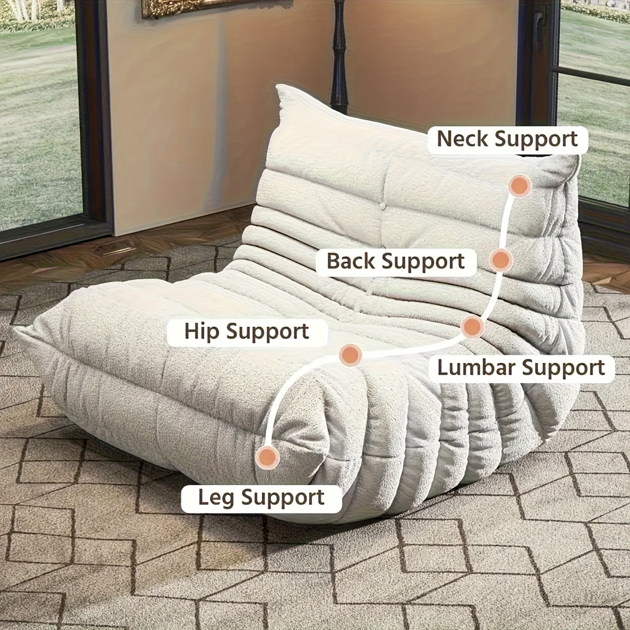 Taidi Velvet Light Beige-friendly Fabric, Compressed Sponge Sofa, Immersive Home Healing Sitting Experience, The Appearance Level Of Small-sized Living Rooms, The Magic Of Relaxing Lying Down, Suitable for Home, Apartment, Office And Lunch Break