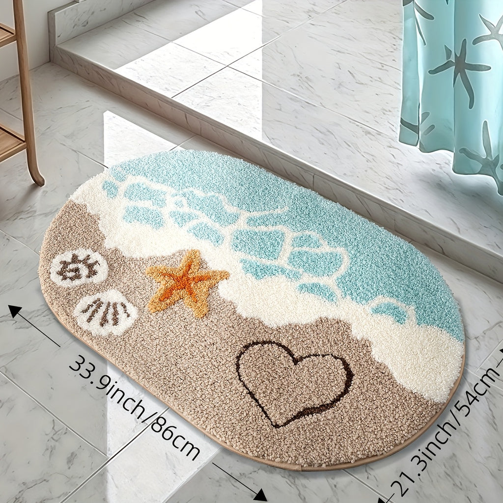 Soft Beach Carpet Soft & Absorbent Beach Carpet with Anti-Slip Backing | 22x34 Inches | Perfect for Bathroom, Kitchen, Entrance, Bathtub Edge, Footrest & Wet\u002FDry Transition Areas