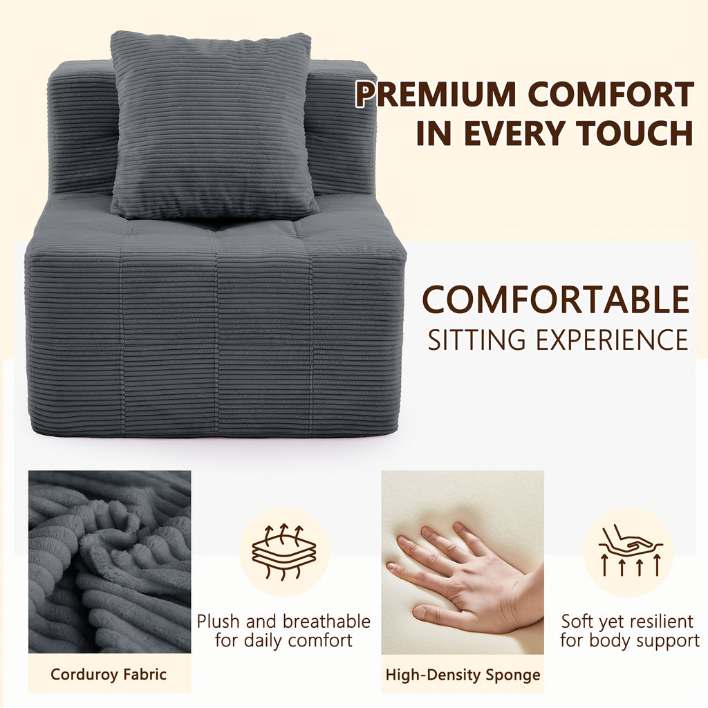 Contemporary Minimalist Couch - Easy to Maintain, Compact Single with Cushion And Footrest, Available in Soft Hues - Space-Efficient Furniture for Living Areas, Flats, And Student Housing - Lightweight And Portable Design, Perfect for Limited Spaces