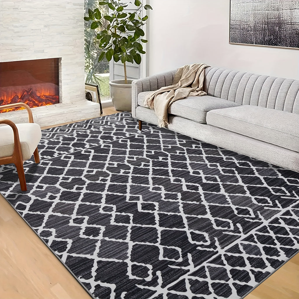YIHOUSE Non-Shedding Washable Area Rugs, Soft Faux Wool Carpet for Bedroom, Living Room, Dining Room, And Office, Modern Nonslip Striped Rugs in Black And White - Perfect for Home And Room Decoration