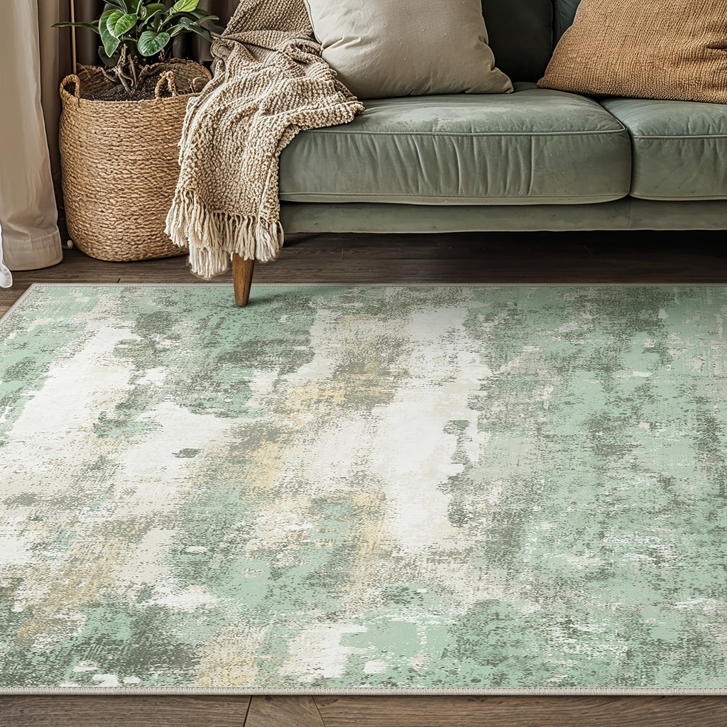 Modern Abstract Area Mat Modern Abstract Non-Slip Area Mat | Large Soft Machine Washable for Living Room, Dining Room, Bedroom & Office - Home Decor in Sage Green, Blue, Dark Grey