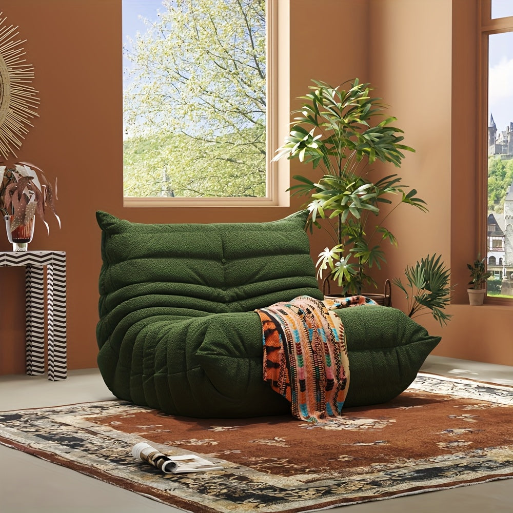 Taidi Velvet Light Beige-friendly Fabric, Compressed Sponge Sofa, Immersive Home Healing Sitting Experience, The Appearance Level Of Small-sized Living Rooms, The Magic Of Relaxing Lying Down, Suitable for Home, Apartment, Office And Lunch Break