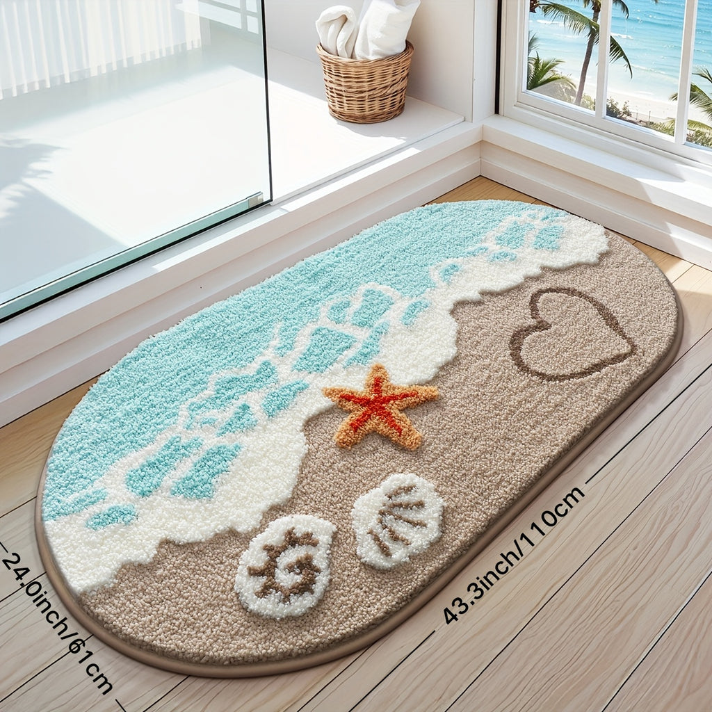 Soft Beach Carpet Soft & Absorbent Beach Carpet with Anti-Slip Backing | 22x34 Inches | Perfect for Bathroom, Kitchen, Entrance, Bathtub Edge, Footrest & Wet\u002FDry Transition Areas