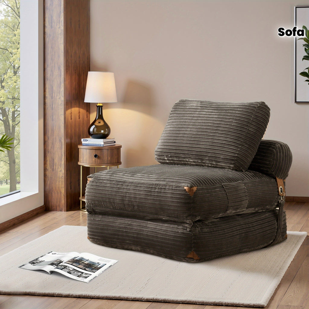 Single Folding Sofa Bed, Modern Convertible Sleeper Chair Sofa Bed for Adults - Single Size Folding Floor Mattress with Plush Foam Filling & Pillow, Space-Saving Design for Small Spaces, Apartments, Dorms