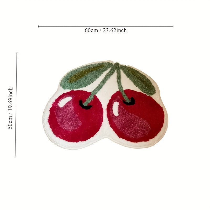 Cute Cherry Handmade Tufting Rug Door Mat Soft Fluffy Room Bedsize Rug Absorbent Non-slip Washable Bathroom Floor Mats Doormat