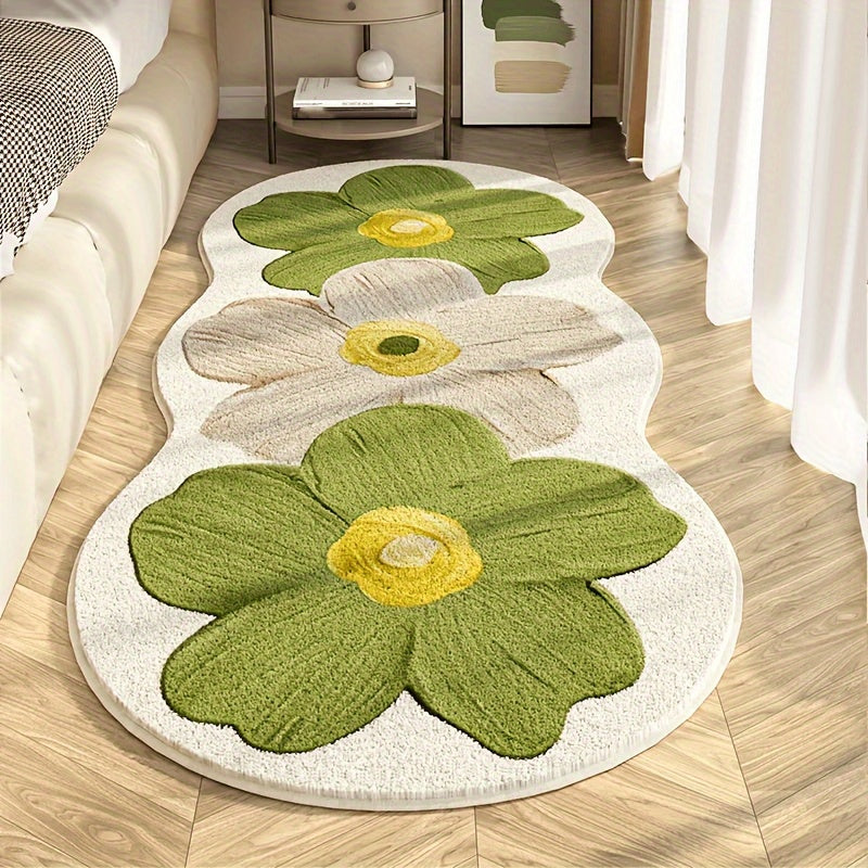 1000G Sheep Carpet - Transparent Flower Pastoral with Sheep, Soft Fluffy Bedside, Non-Slip PVC Backing, Irregular Shape Suitable for ' Room,, Corridor - Machine Washable Cozy Mat