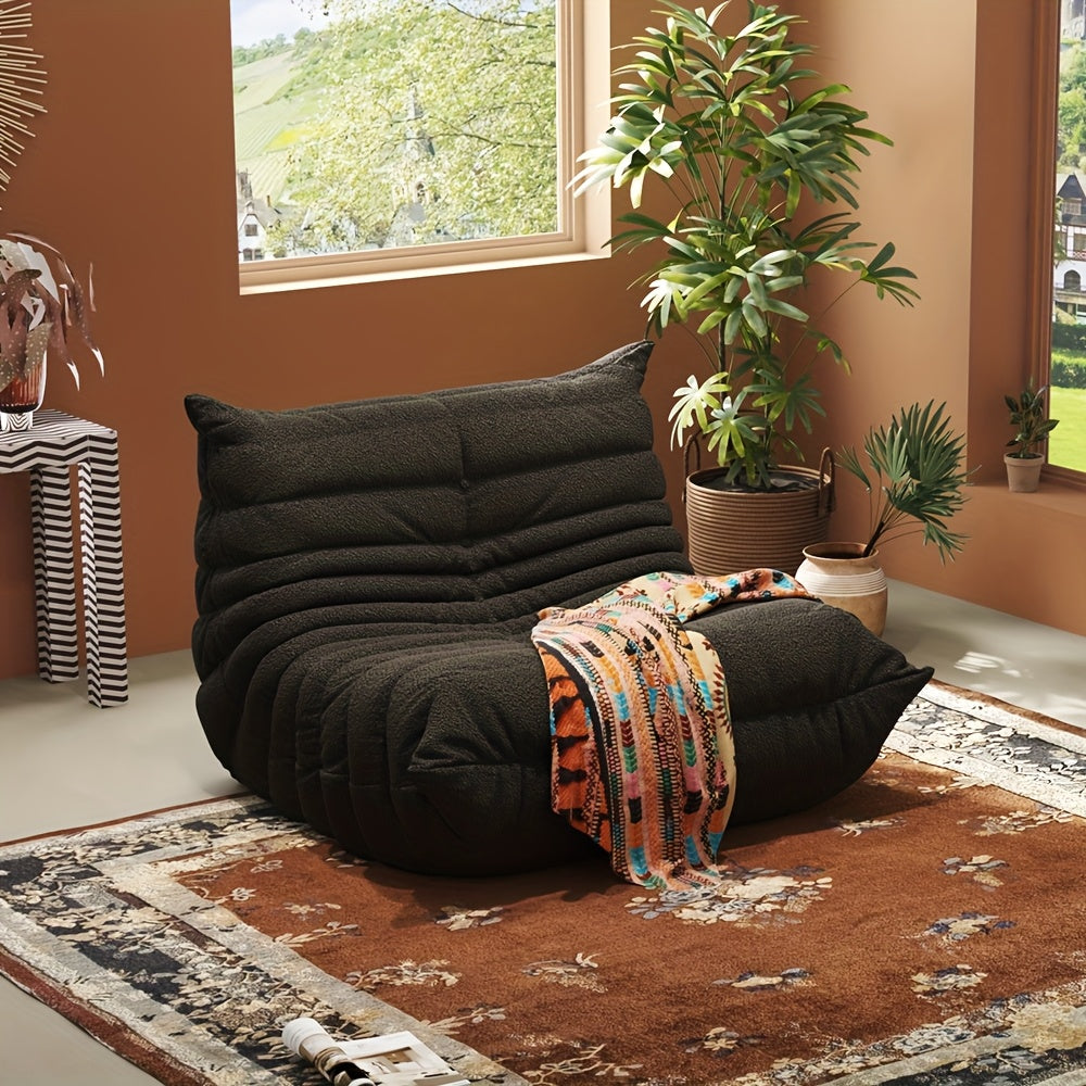 Taidi Velvet Light Beige-friendly Fabric, Compressed Sponge Sofa, Immersive Home Healing Sitting Experience, The Appearance Level Of Small-sized Living Rooms, The Magic Of Relaxing Lying Down, Suitable for Home, Apartment, Office And Lunch Break