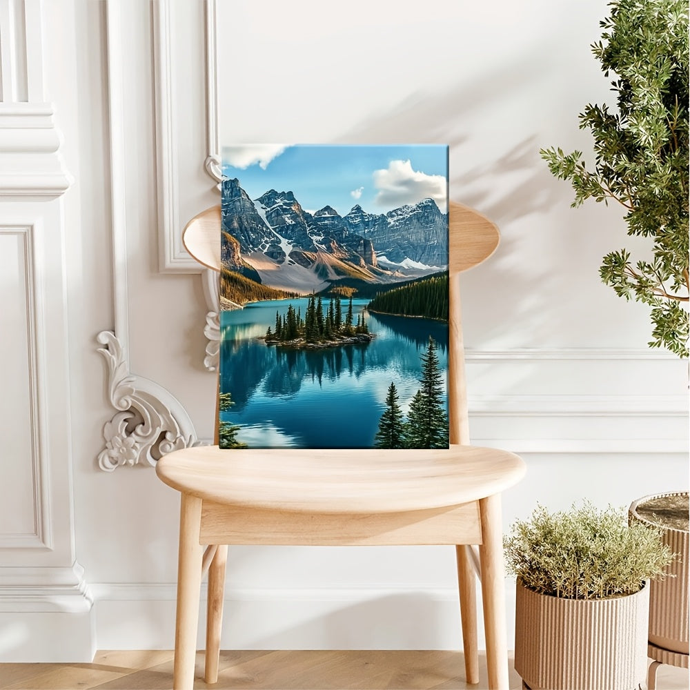 2D Flat 1 Canvas Painting with Wooden Frame A Picturesque Scene of The Iconic Moraine Lake in Canada Office Home And Living Room Decoration Paintings