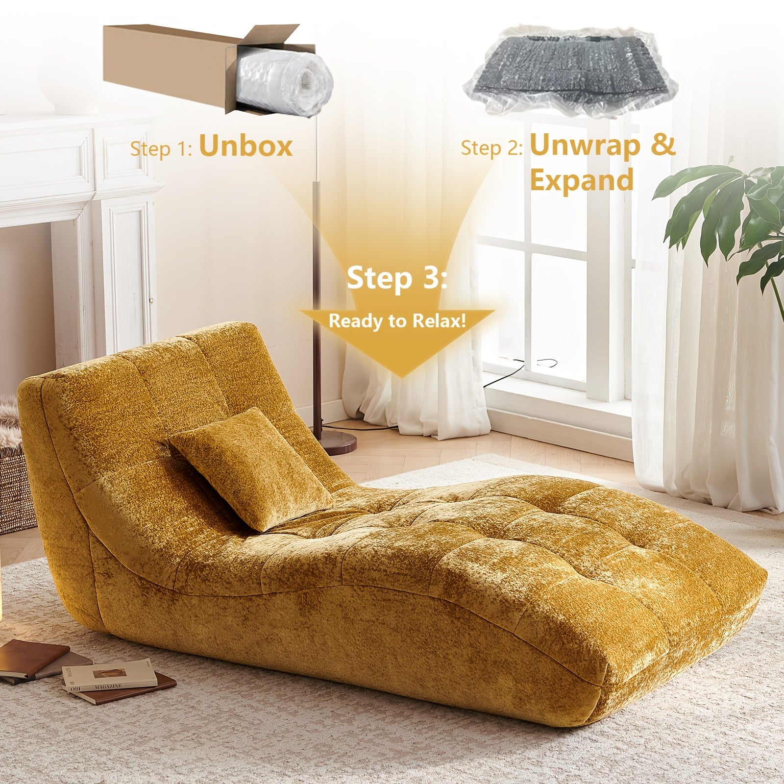 Single Sofa Seat, Yoga Sofa, Leisure Sofa, Armless Platform Sofa, Simple Lazy Sofa, Floor Standing Sofa Seat, Indoor Reading And Leisure Integrated Compression Sponge Sofa, No Assembly Required, Suitable for Living Rooms, Bedrooms And Offices