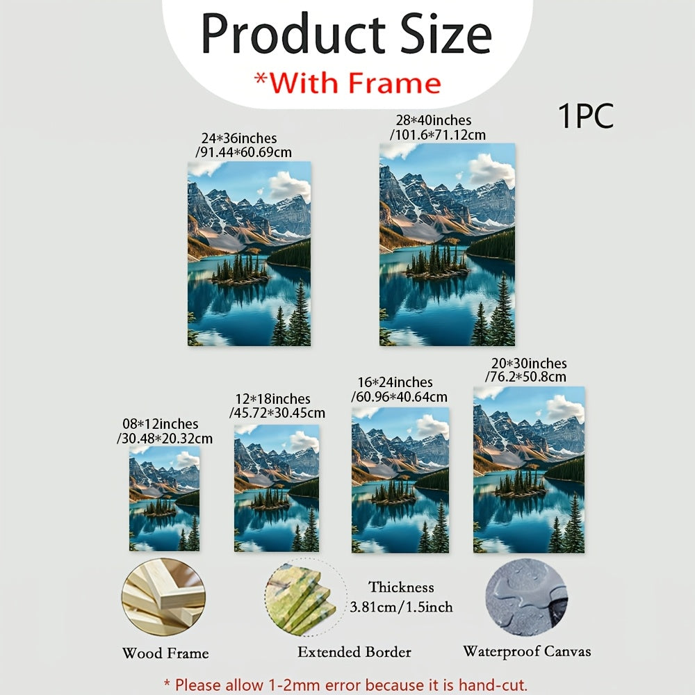 2D Flat 1 Canvas Painting with Wooden Frame A Picturesque Scene of The Iconic Moraine Lake in Canada Office Home And Living Room Decoration Paintings