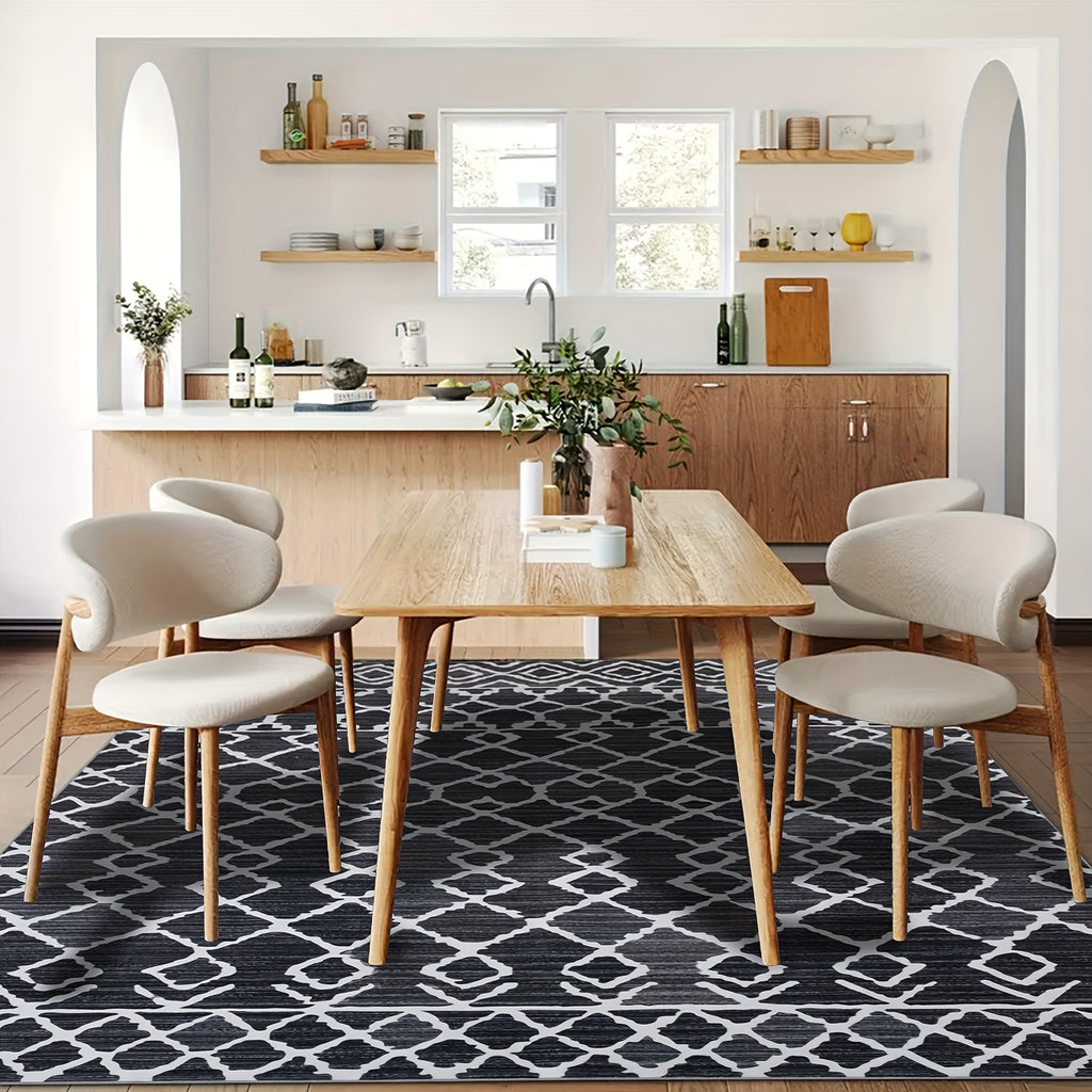 YIHOUSE Non-Shedding Washable Area Rugs, Soft Faux Wool Carpet for Bedroom, Living Room, Dining Room, And Office, Modern Nonslip Striped Rugs in Black And White - Perfect for Home And Room Decoration