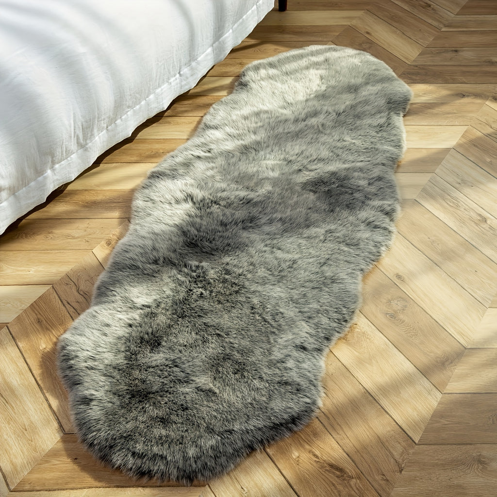 Outdoor Soft Fluffy Plush Faux Fox Fur Shag Mat, Patio And Picnic Home Decor 2 X 6 Feet 1 Pack