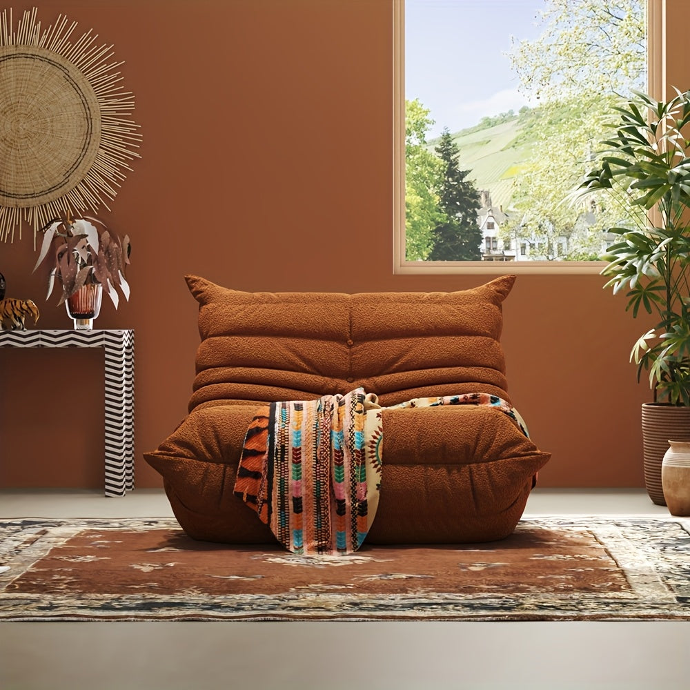 Taidi Velvet Light Beige-friendly Fabric, Compressed Sponge Sofa, Immersive Home Healing Sitting Experience, The Appearance Level Of Small-sized Living Rooms, The Magic Of Relaxing Lying Down, Suitable for Home, Apartment, Office And Lunch Break