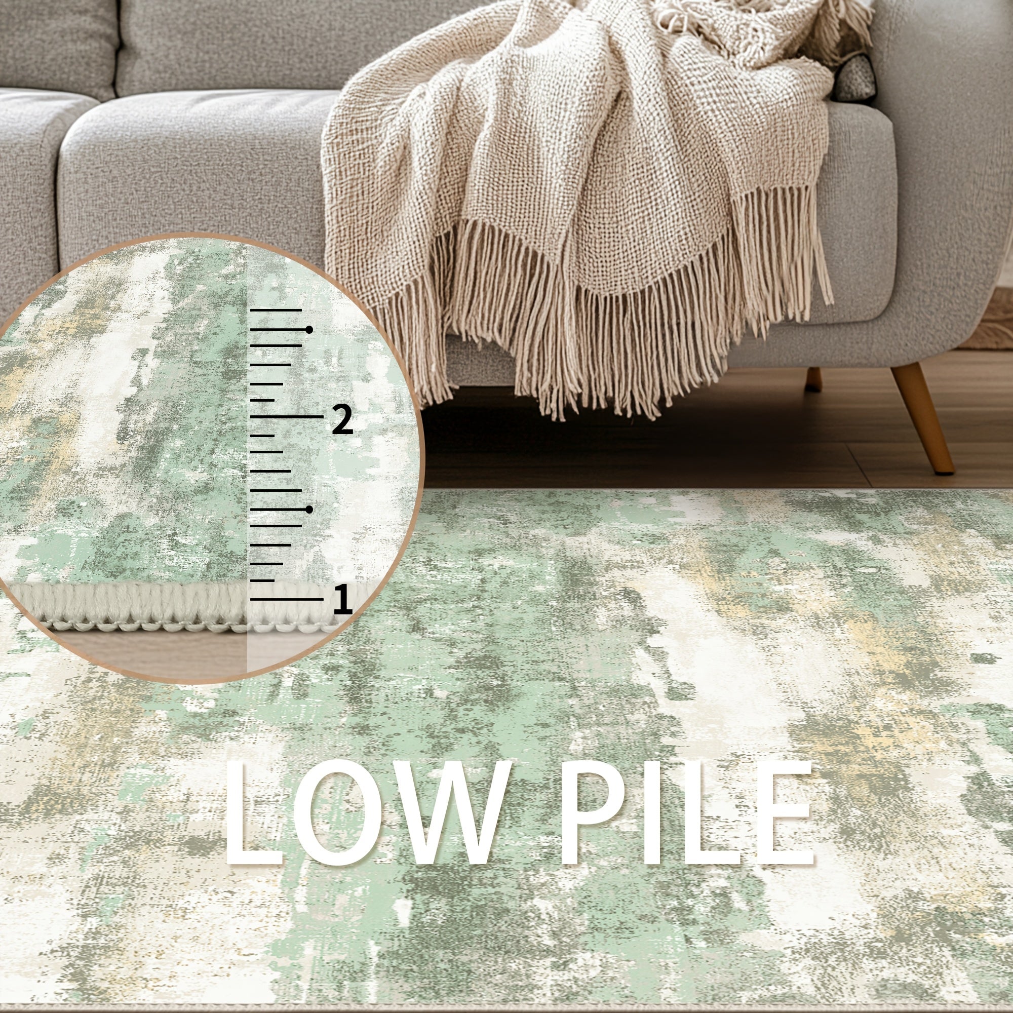 Modern Abstract Area Mat Modern Abstract Non-Slip Area Mat | Large Soft Machine Washable for Living Room, Dining Room, Bedroom & Office - Home Decor in Sage Green, Blue, Dark Grey