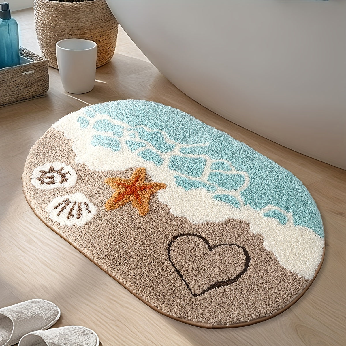 Soft Beach Carpet Soft & Absorbent Beach Carpet with Anti-Slip Backing | 22x34 Inches | Perfect for Bathroom, Kitchen, Entrance, Bathtub Edge, Footrest & Wet\u002FDry Transition Areas