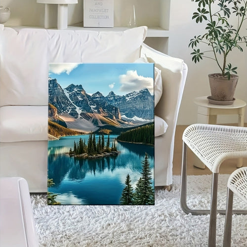 2D Flat 1 Canvas Painting with Wooden Frame A Picturesque Scene of The Iconic Moraine Lake in Canada Office Home And Living Room Decoration Paintings
