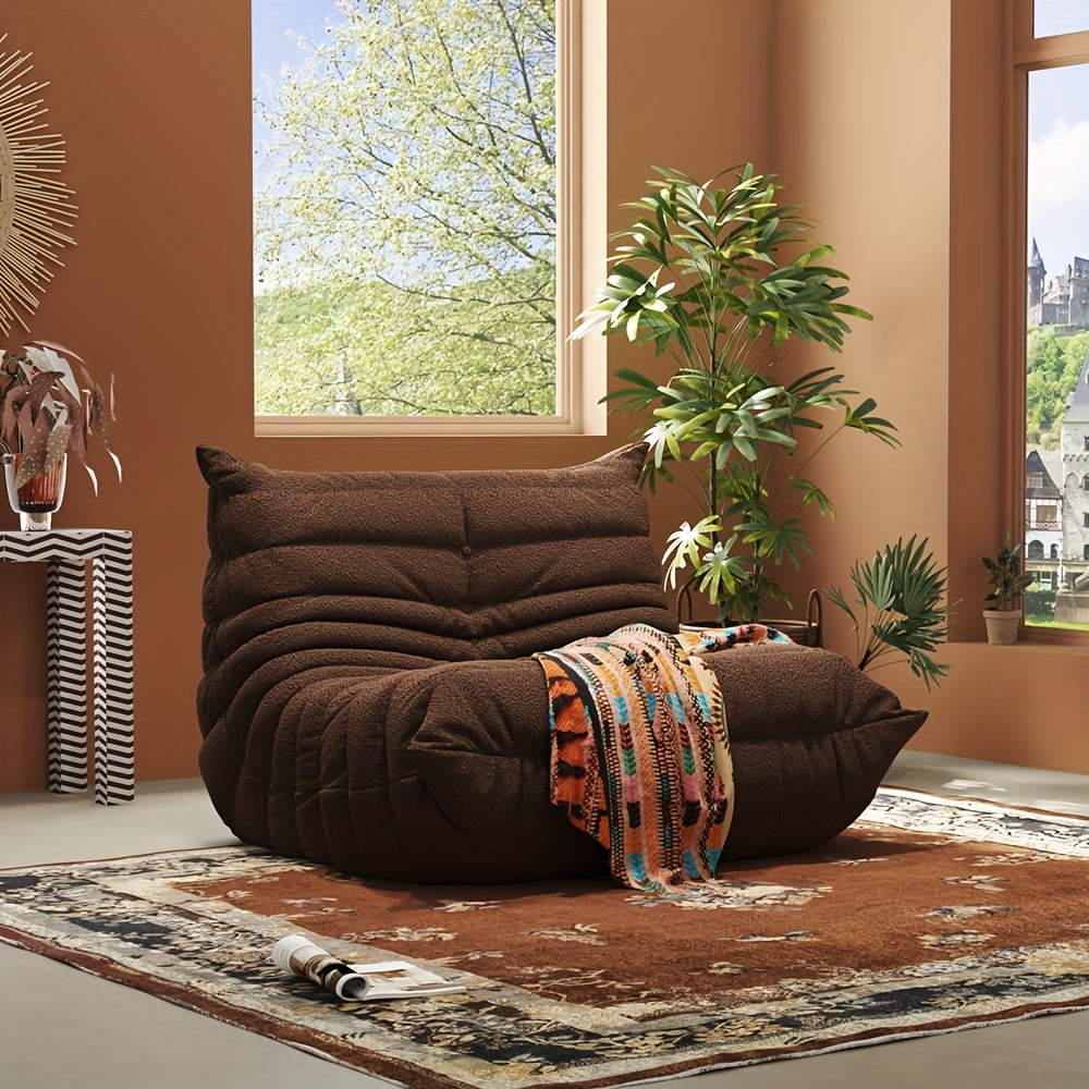 Taidi Velvet Light Beige-friendly Fabric, Compressed Sponge Sofa, Immersive Home Healing Sitting Experience, The Appearance Level Of Small-sized Living Rooms, The Magic Of Relaxing Lying Down, Suitable for Home, Apartment, Office And Lunch Break