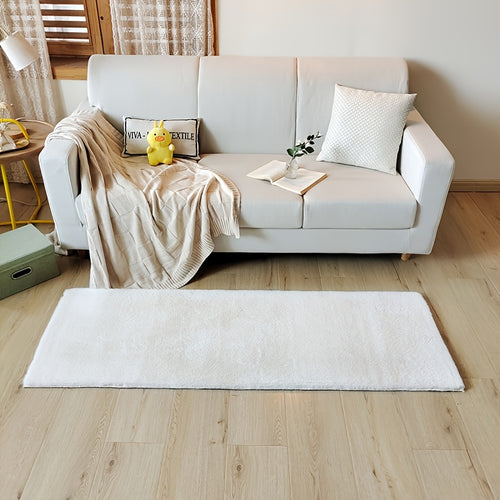 1pc Plush Floor Mat, Fluffy and Soft Oval Rug, Plush Carpet Suitable for Living Room and Bedroom, Machine Washable Polyester Fiber, Durable and Luxurious Home Decor