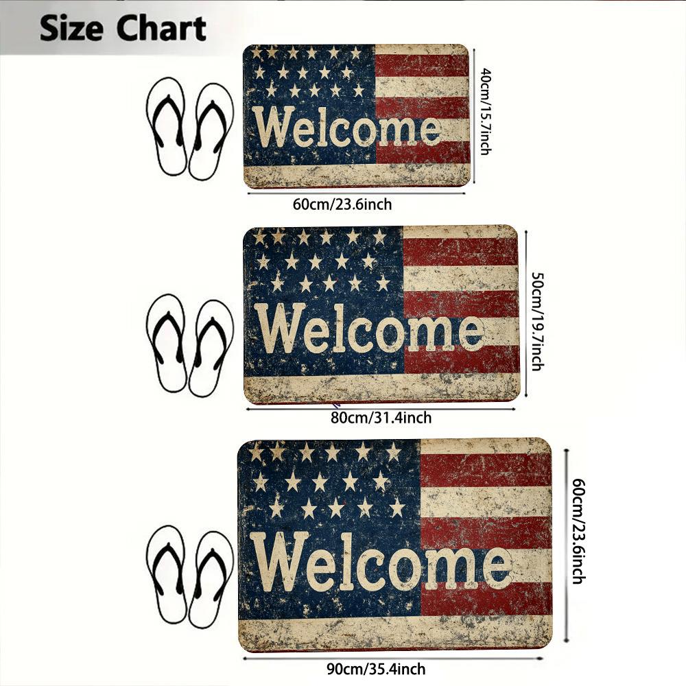 A Single Modern Carpet Doormat Featuring an American Flag Design, Suitable for Indoor Use in Bedrooms, Living Rooms, And Kitchens, Perfect for Holiday Decorations Like Father'S Day And Independence Day