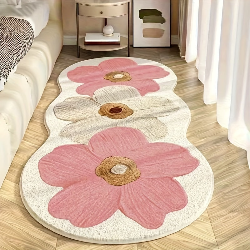 1000G Sheep Carpet - Transparent Flower Pastoral with Sheep, Soft Fluffy Bedside, Non-Slip PVC Backing, Irregular Shape Suitable for ' Room,, Corridor - Machine Washable Cozy Mat
