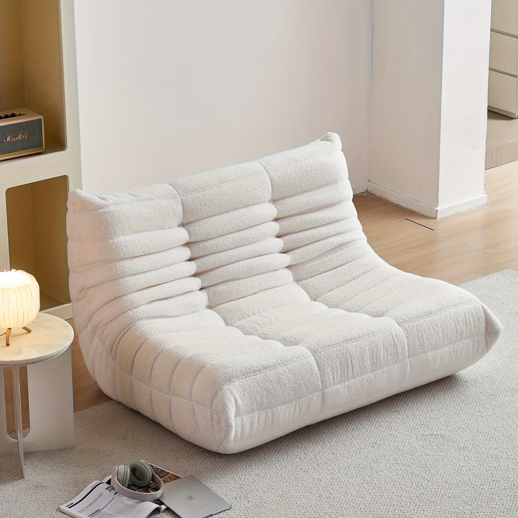 Taidi Velvet Light Beige-friendly Fabric, Compressed Sponge Sofa, Immersive Home Healing Sitting Experience, The Appearance Level Of Small-sized Living Rooms, The Magic Of Relaxing Lying Down, Suitable for Home, Apartment, Office And Lunch Break