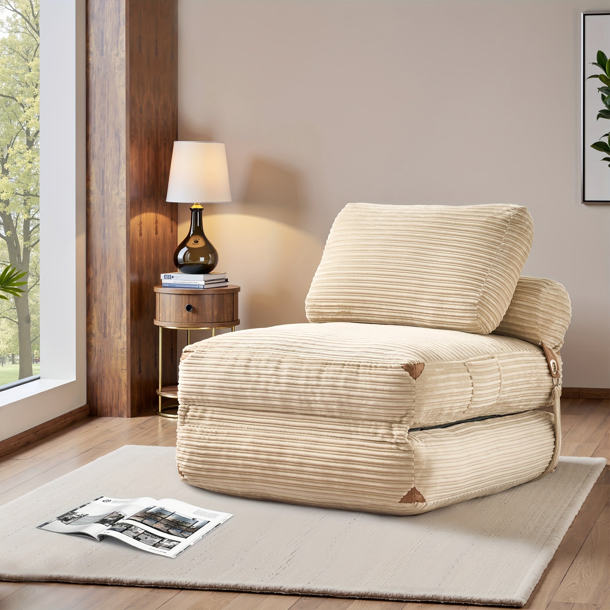 Single Folding Sofa Bed, Modern Convertible Sleeper Chair Sofa Bed for Adults - Single Size Folding Floor Mattress with Plush Foam Filling & Pillow, Space-Saving Design for Small Spaces, Apartments, Dorms