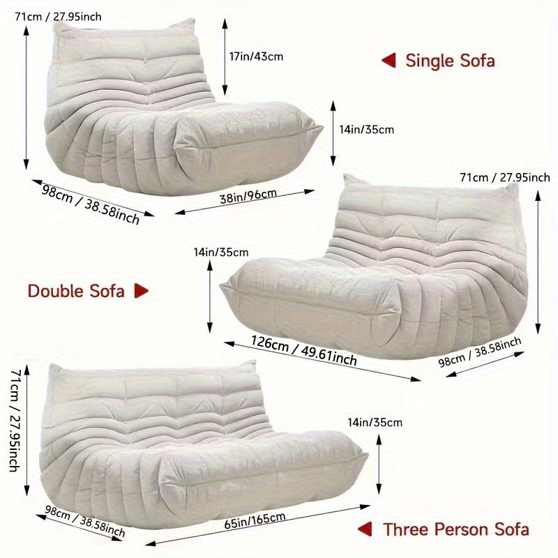 Taidi Velvet Light Beige-friendly Fabric, Compressed Sponge Sofa, Immersive Home Healing Sitting Experience, The Appearance Level Of Small-sized Living Rooms, The Magic Of Relaxing Lying Down, Suitable for Home, Apartment, Office And Lunch Break