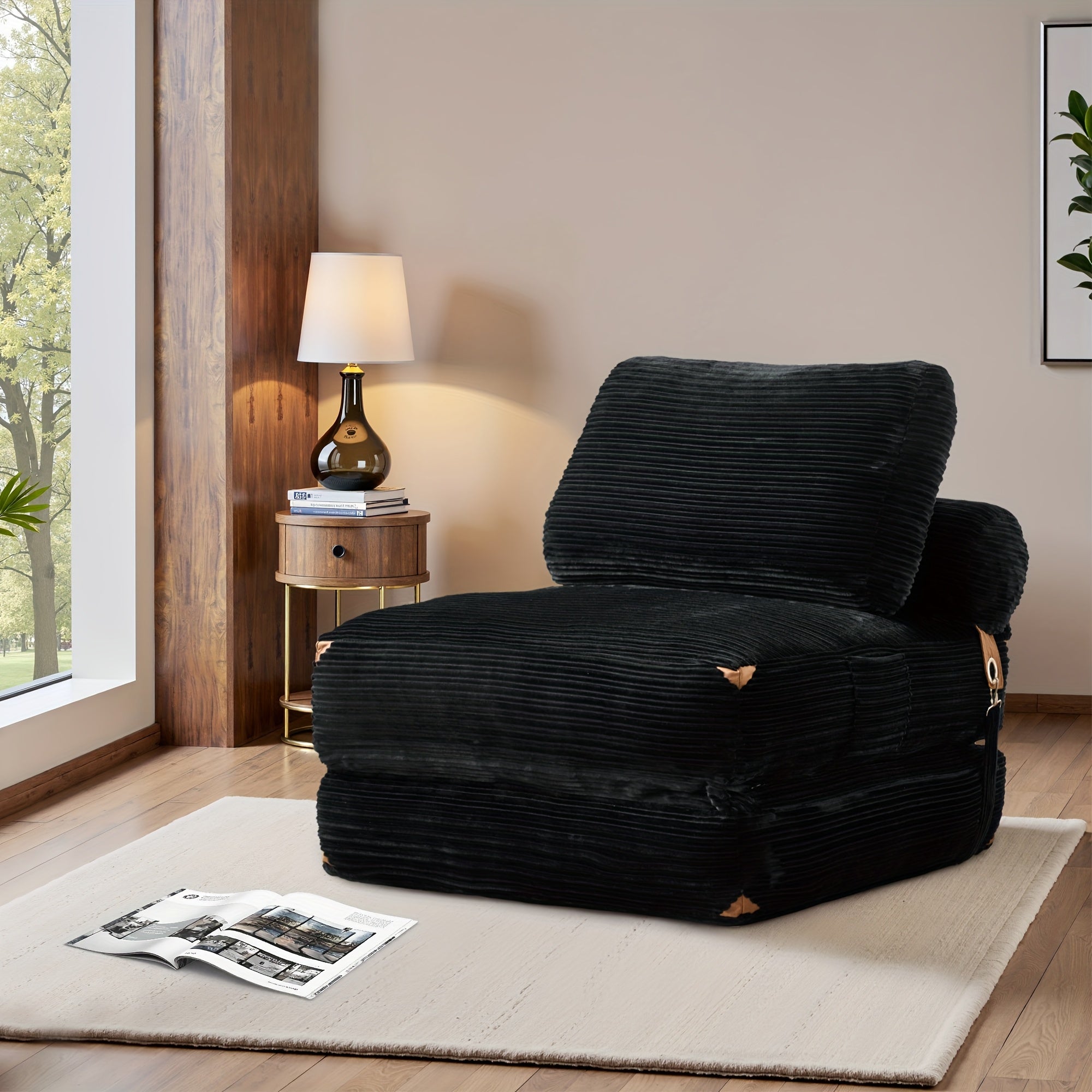 Single Folding Sofa Bed, Modern Convertible Sleeper Chair Sofa Bed for Adults - Single Size Folding Floor Mattress with Plush Foam Filling & Pillow, Space-Saving Design for Small Spaces, Apartments, Dorms