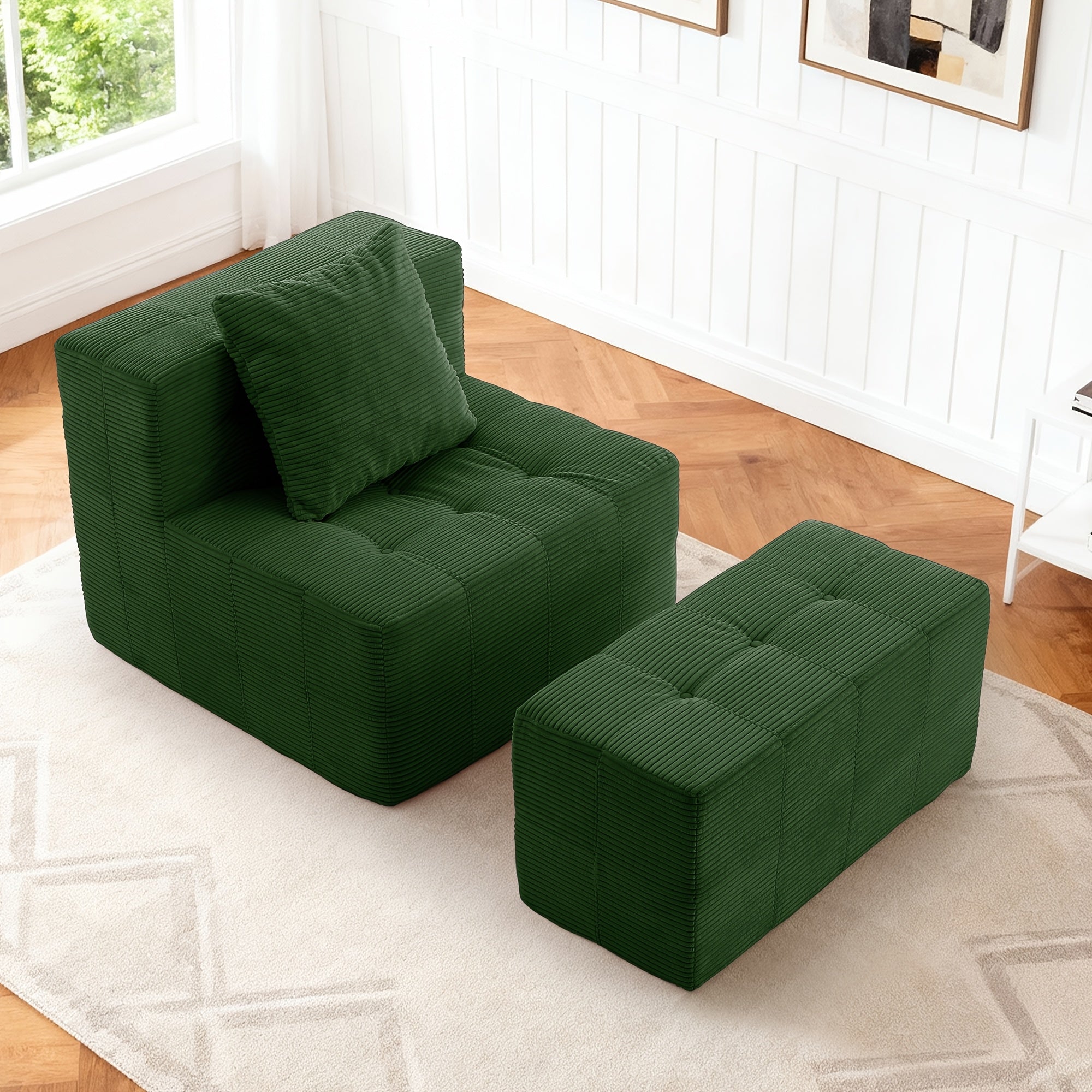 Contemporary Minimalist Couch - Easy to Maintain, Compact Single with Cushion And Footrest, Available in Soft Hues - Space-Efficient Furniture for Living Areas, Flats, And Student Housing - Lightweight And Portable Design, Perfect for Limited Spaces