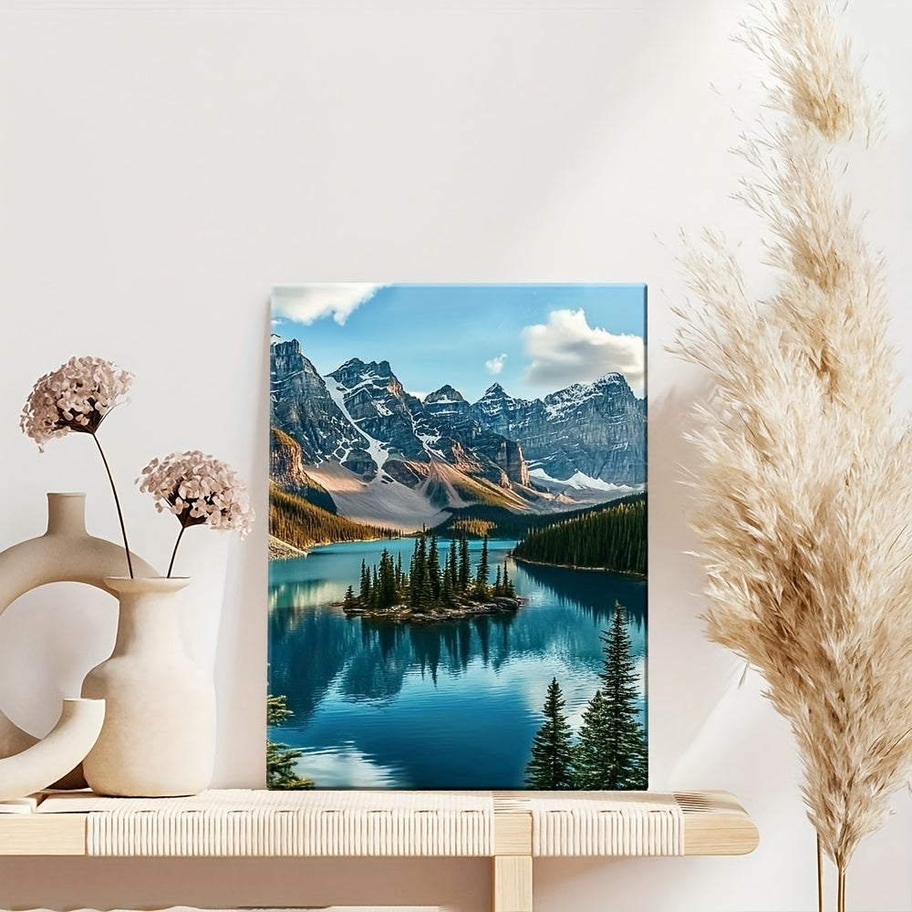 2D Flat 1 Canvas Painting with Wooden Frame A Picturesque Scene of The Iconic Moraine Lake in Canada Office Home And Living Room Decoration Paintings