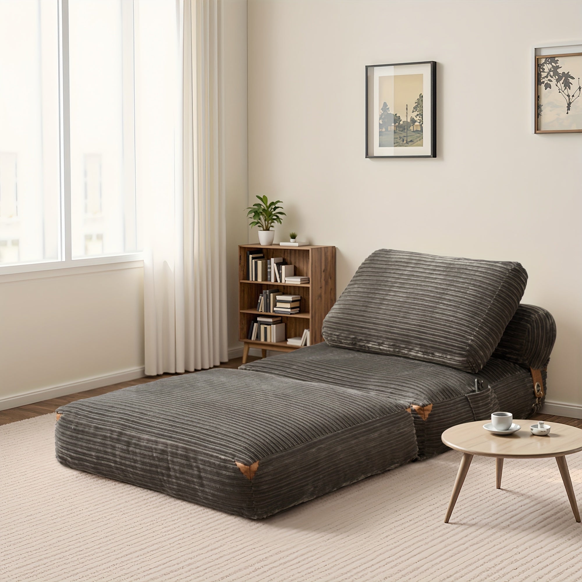 Single Folding Sofa Bed, Modern Convertible Sleeper Chair Sofa Bed for Adults - Single Size Folding Floor Mattress with Plush Foam Filling & Pillow, Space-Saving Design for Small Spaces, Apartments, Dorms