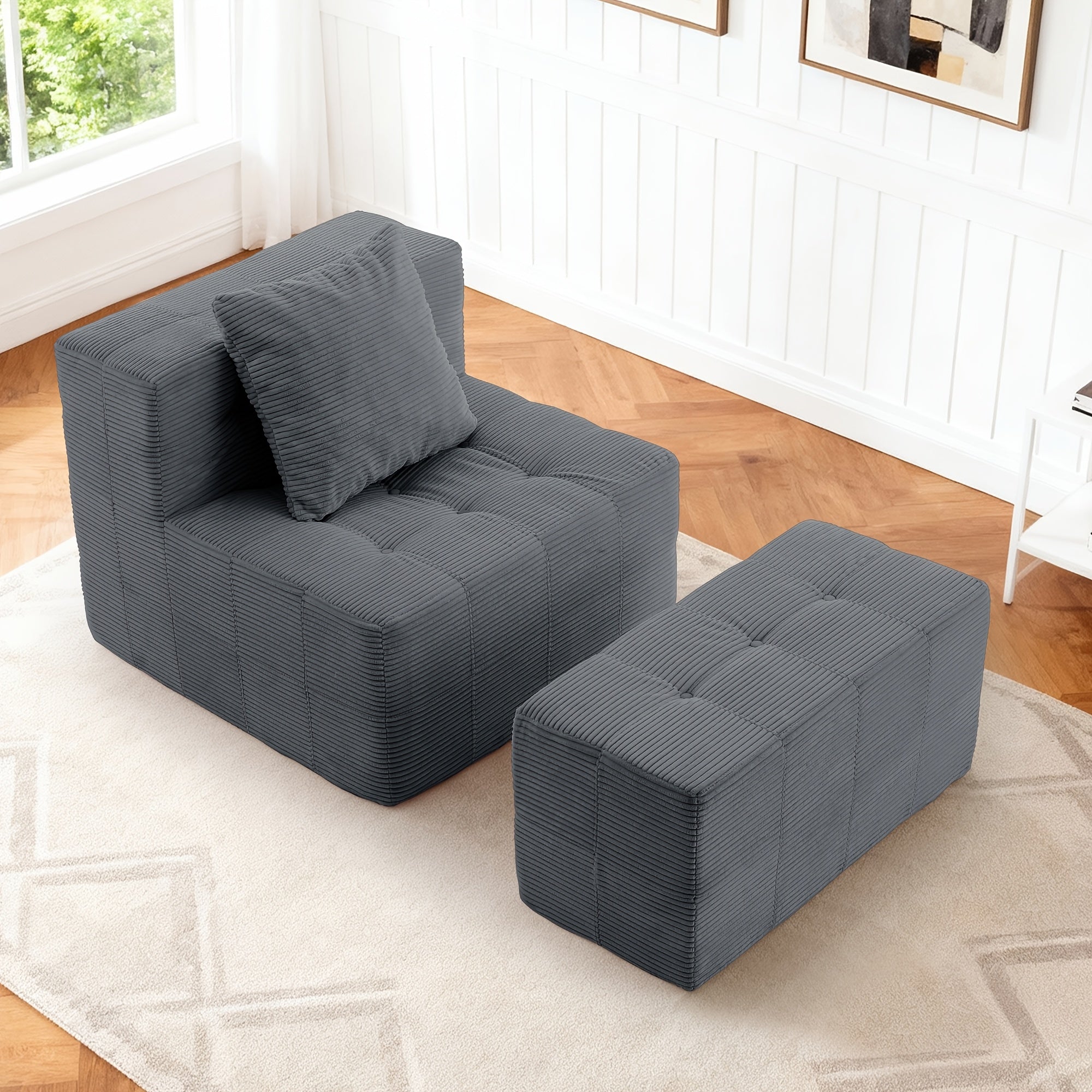 Contemporary Minimalist Couch - Easy to Maintain, Compact Single with Cushion And Footrest, Available in Soft Hues - Space-Efficient Furniture for Living Areas, Flats, And Student Housing - Lightweight And Portable Design, Perfect for Limited Spaces