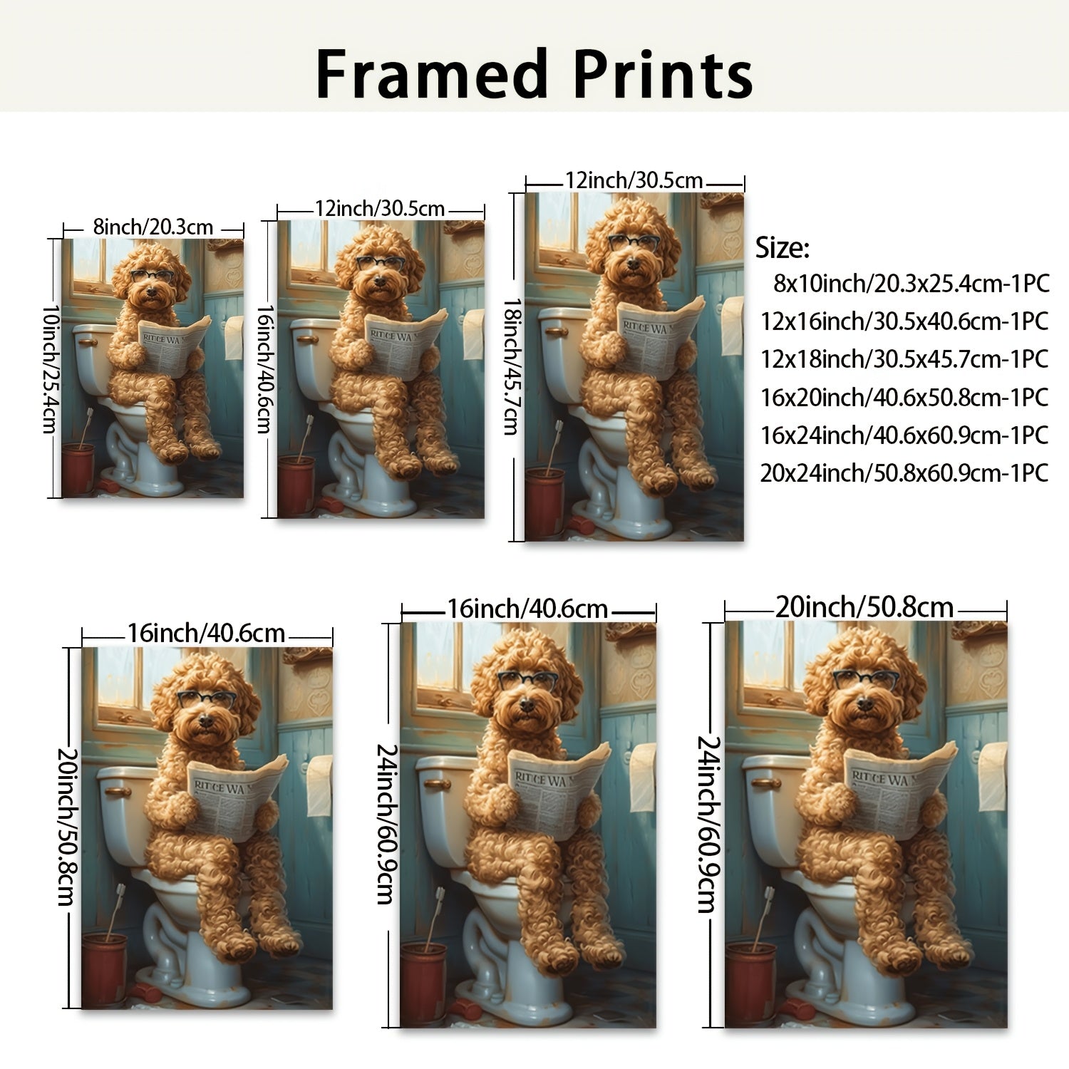 2D Flat, 2D Flat, A Humorous Canvas Art Featuring a Dog Sitting on a Toilet And Reading a Newspaper, Framed And Ideal for Restroom Decor. This Unique Piece Is Perfect for Dog Enthusiasts And Adds a Quirky Touch to Your Home