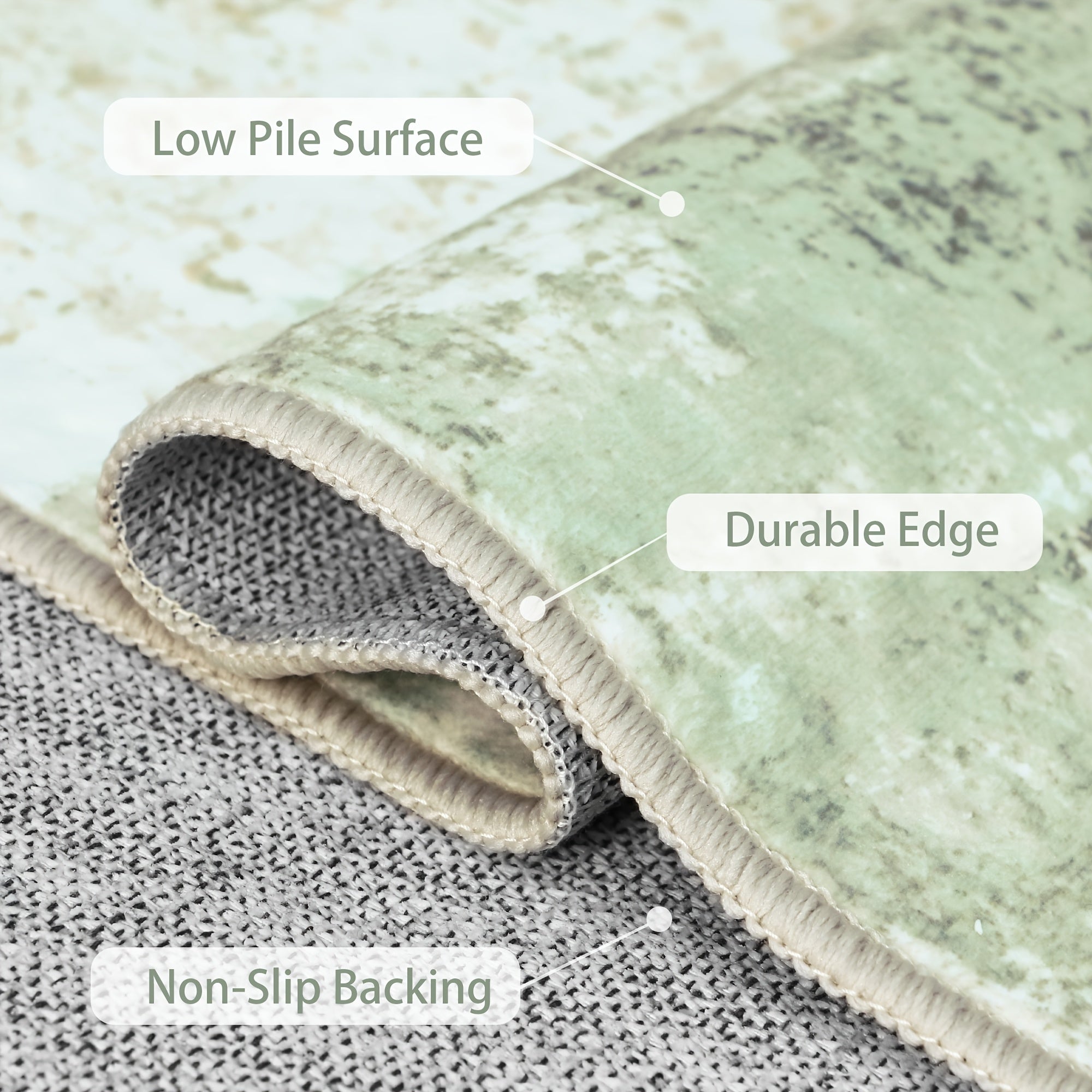 Modern Abstract Area Mat Modern Abstract Non-Slip Area Mat | Large Soft Machine Washable for Living Room, Dining Room, Bedroom & Office - Home Decor in Sage Green, Blue, Dark Grey