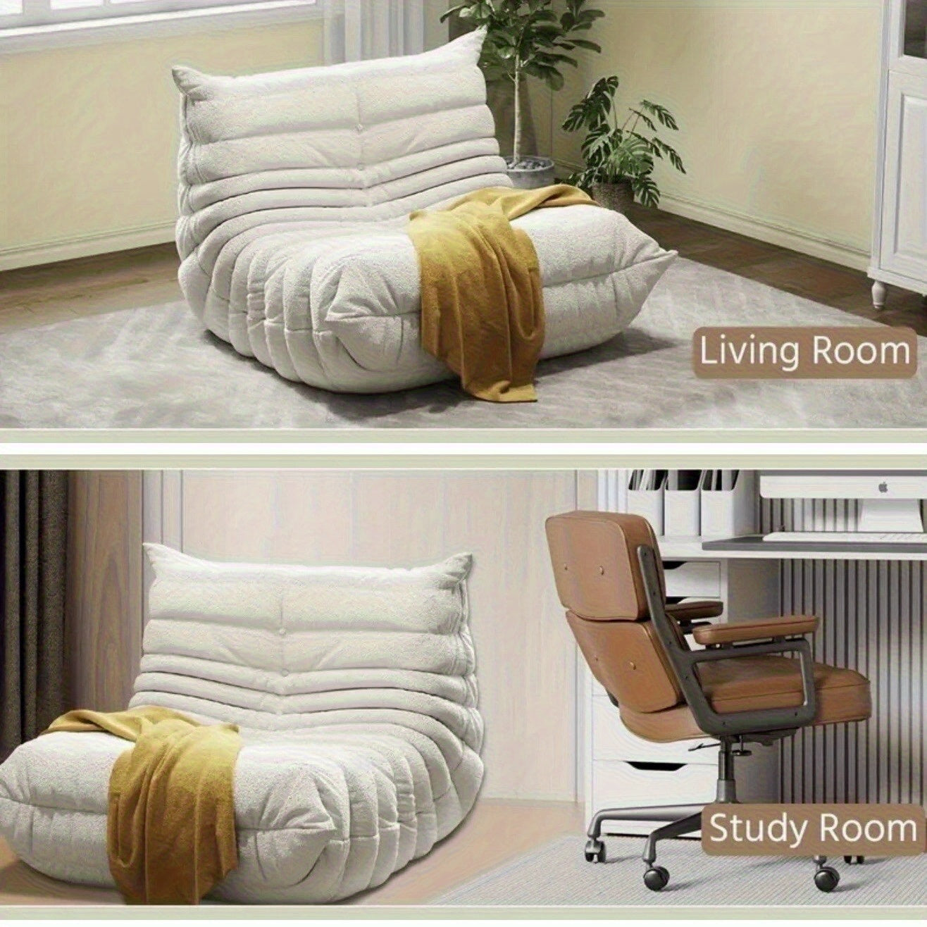 Taidi Velvet Light Beige-friendly Fabric, Compressed Sponge Sofa, Immersive Home Healing Sitting Experience, The Appearance Level Of Small-sized Living Rooms, The Magic Of Relaxing Lying Down, Suitable for Home, Apartment, Office And Lunch Break