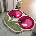 Cute Cherry Handmade Tufting Rug Door Mat Soft Fluffy Room Bedsize Rug Absorbent Non-slip Washable Bathroom Floor Mats Doormat